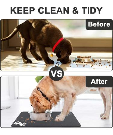Mavicen Pet Feeding Mat 30x50cm | Super Absorbent & Anti-Slip | Easy to Clean | Dark Gray Paw Pattern - Buy Online on GoSupps.com