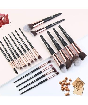Professional 18-Piece Makeup Brush Set - Premium Synthetic Foundation Eyeshadow & Blush Brushes | Black & Gold | International Shipping - Buy Online on GoSupps.com