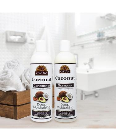 OKAY Coconut Hair Care Set - Deep Moisturizing Shampoo & Conditioner (2 x 12 Oz) | International Shipping - Buy Online on GoSupps.com