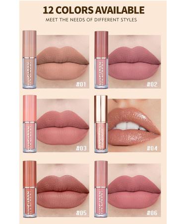 Amzfly 12-Piece Nude Matte Liquid Lipstick Set for Long-Lasting, Waterproof Women's Makeup - Buy Online on GoSupps.com