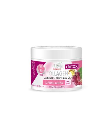 Victoria Beauty Collagen Cream with hyaluronic acid niacinamides grape seed oil and L-arginine firming face cream eye cream against dark dark circles and tear bags 50ml 50 ml (1 Pack)