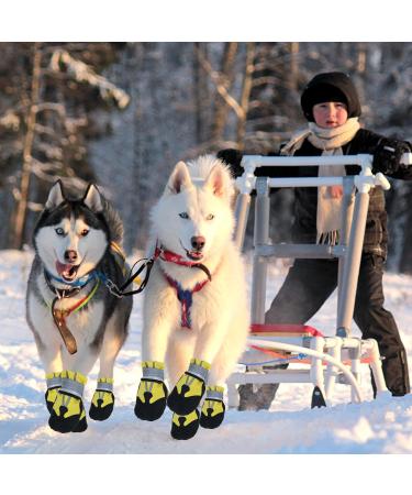 Reestboo Paw Protection Dog Boots - 4 Slide Shoes with Reflective Straps & Velcro for Large Dogs | Outdoor Snowshoes (XL Yellow) - Buy Online on GoSupps.com