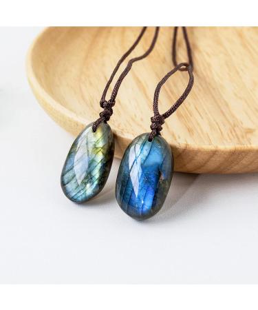 5 Pcs Spiritual Labradorite Necklace - Raw Stone Pendants Necklace for Men Women Healing Gemstone Waterdrop Shape Moonstone Spiritual Stone Pendant Dobooo - Buy Online on GoSupps.com