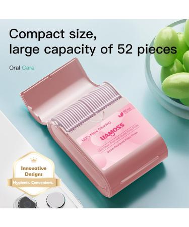 LIAMOSS Twin-Line Dental Flossers - Cool Mint Flavor 104 Count Shred Resistant Picks in Pink Handy Case for Effective Interdental Cleaning - Perfect for On-the-Go Flossing - Buy Online on GoSupps.com
