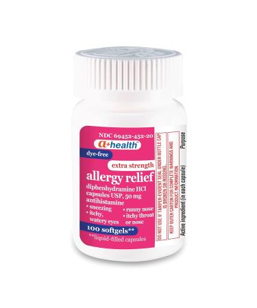 A+Health Dye-Free Extra Strength Allergy Relief Medicine Diphenhydramine HCl 50mg Softgels Antihistamine 100 Count - Buy Online on GoSupps.com