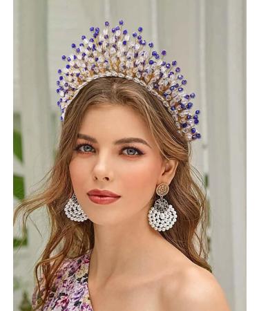 IYOU Halo Wedding Headband Crystal Blue Hair Bands Crown Beads Party Bridal Hair Accessories for Women - Buy Online on GoSupps.com