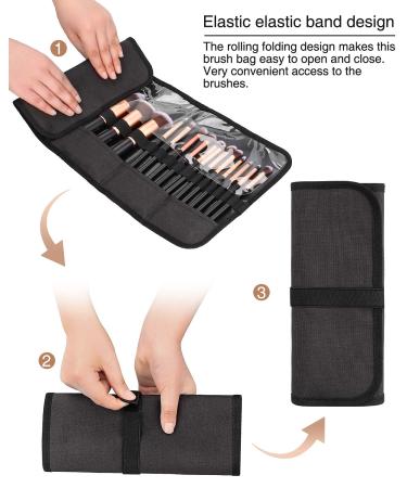 Travel Makeup Brush Holder & Organizer Bag for Women - Black Small Cosmetic Pouch for Brushes & Artist Supplies (Brushes Not Included) - Buy Online on GoSupps.com