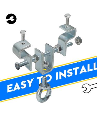 SupaWay Heavy Duty Steel I-Beam Clamp for Boxing Bags | Adjustable 63mm-220mm | 204kg Capacity | Durable Perforated Hanger - Buy Online on GoSupps.com