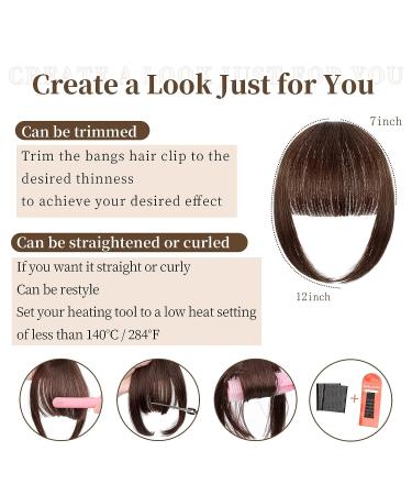 Clip in Wispy Bangs Hair Extensions - Natural Medium Brown Human Hairpieces for Women - Buy Online on GoSupps.com