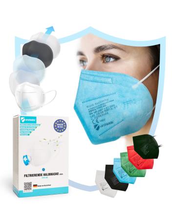 Virshields FFP2 Mundsprung Mask - PFE 94% VFE 99.99% EN 149: 2001+A1: 2009 5 layers 10-2000 pieces filtering made in EU choice of color - breathing mask protective mask half mask 1 piece (30 pack)Blue