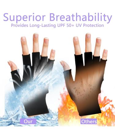 2 Pairs UV Protection Fingerless Gloves for Nails - UPF50+ Shield Gloves for Manicure Cycling & Car Rides - Buy Online on GoSupps.com