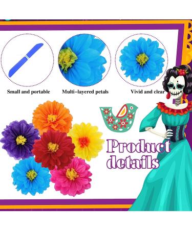 Colorful Mexican Paper Flowers - Set of 18 for Fiesta Party Decor, Weddings, Birthdays & Crafts - Buy Online on GoSupps.com
