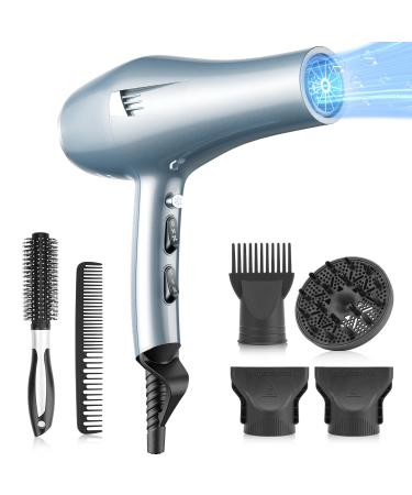 FaszinCare Professional ion hairdryer powerful hairdryer with ions diffuser and concentrator comb 2 speeds and 3 heat settings for family and living room night light fast drying of hair