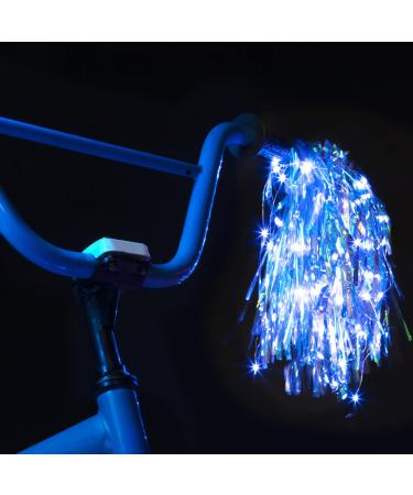 Brightz SparkleBrightz LED Light Up Bike Streamers, 2-Pack - LED Light Up Tassels for Bikes & Scooters - Add Glimmer & Shine to Your Handlebars - Batteries Included Blue
