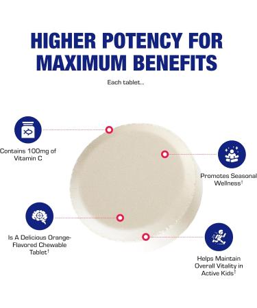 Kids Vitamin C Chewable Tablets - Delicious & Nutritious Chewable Vitamin C for Kids Immune Support and Overall Wellness - Made with Real Oranges and No Artificial Flavors or Colors - 60 Servings - Buy Online on GoSupps.com