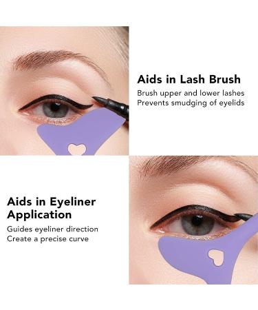 Reusable Silicone Eyeliner & Eyebrow Stencil Set with Cream Applicator - Purple - Buy Online on GoSupps.com