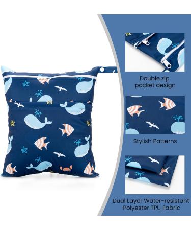 Pack of 2 Wet Bags for Kindergarten & Daycare - Organize Toddler Diapers Travel Gym Beach | Whales Design - Buy Online on GoSupps.com
