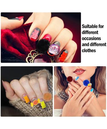 30-Piece Nail Decoration Charms Set: Fluffy Pom Balls, Cute Bear Decorations, Candy Sweet Resin Charms - Chic Style - Buy Online on GoSupps.com