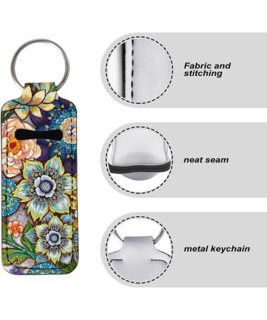 SCRAWLGOD Lip Balm Keyring for Women Girls Clip on Elastic Chapstick Sleeves Bohemian style flower - Buy Online on GoSupps.com