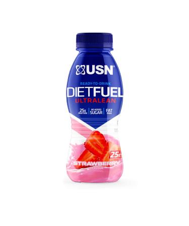 USN Diet Fuel Ultralean Pre-mixed & Ready to Drink Meal Replacement Shake Bottles: 8 x 310ml Strawberry
