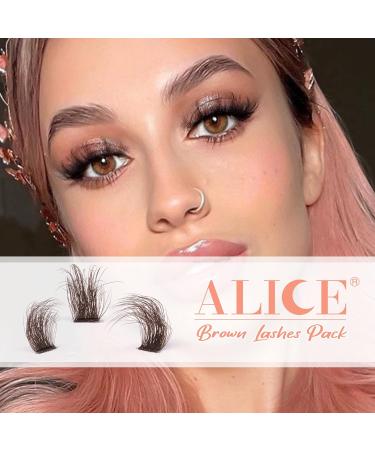 ALICE C Wispy Brown False Eyelashes - 14 Pairs DIY Lash Clusters for Fluffy Volume and Russian Strip Lash Extensions - Buy Online on GoSupps.com