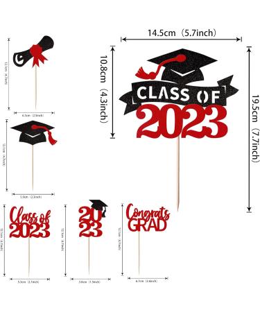 Graduation Cake Decoration Glitter Class of 2023 Graduation Cake Decoration Diploma Grade Cap Cupcake Toppers Congrats Graduation Cake Decorations for 2023 Graduation Theme Party Black Red Pack of 31 Red 31 St ck - Buy Online on GoSupps.com