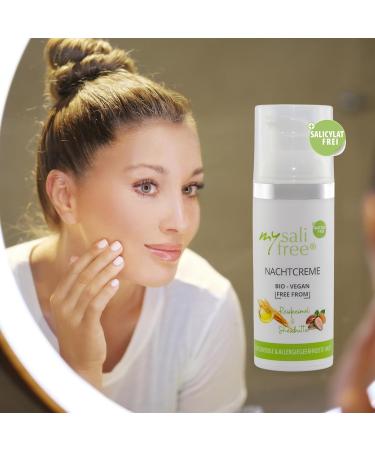  mysalifree Organic Night Cream - Rich Moisturizing Care for Sensitive Skin - With Rice Germ Oil & Shea Butter - 50ml - 100% Certified Organic Cosmetics - Unique in the World - BIO+ - Buy Online on GoSupps.com