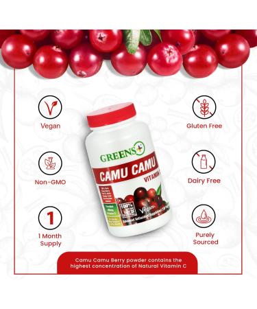 Greens+ Organic Reds Superfood Powder Camu Camu Dietary 400mg Vitamin C SuperFruit Supplement 120 Capsules 100% Natural Vitamins & Minerals Vegan Soy/Dairy/Gluten Free - Buy Online on GoSupps.com