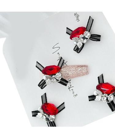 4pcs Stylish European Nail Decorations DIY Art Manicures Easy To Install Nail Embellishments For Salon Home Use Elegant Nail Accessories Pink - Buy Online on GoSupps.com