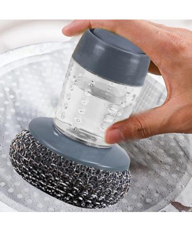 Soap Dispensing Dish Brush - Push Dispensing Dish Soap Scrubber Brush | Multifunctional Ergonomic Steel Scrubber Kitchen Cleaning Brush or Dishes Pot Pan Kitchen - Buy Online on GoSupps.com