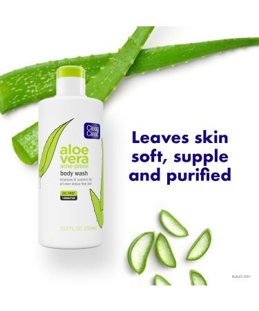 Clean & Clear Aloe Vera Body Wash & Facial Cleanser - Oil-Free Soap & Dye-Free for Sensitive Skin | Acne-Prone Care | Bonus Loofah Included - Buy Online on GoSupps.com