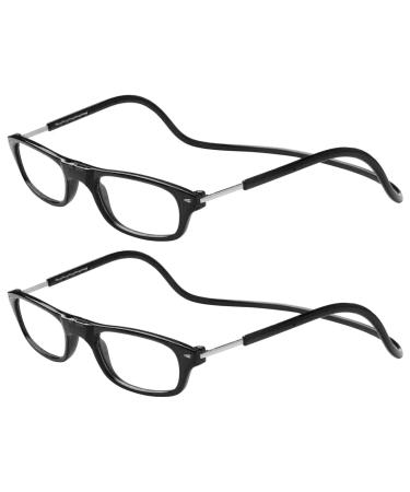 TBOC Pack: Reading Glass reading aid for men - (two units) Diopttria +3.00 Black version Strength PC Mobile phone foldable woman man man magnetic closure clip presumption of presumption presbyopia +3.00 dioptria (2 -pack) black +black