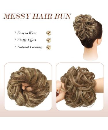FESHFEN Messy Bun Hair Piece Scrunchie Updo Hair Extension in Brown & Blonde - 38g - Buy Online on GoSupps.com