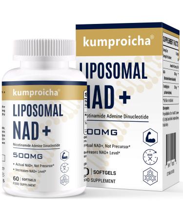 Liposomal NAD+ 500mg with TMG 250mg Softgels Actual NAD+ Supplement for Cellular Repair & Energy Metabolism(60 Count) 60 Count (Pack of 1)