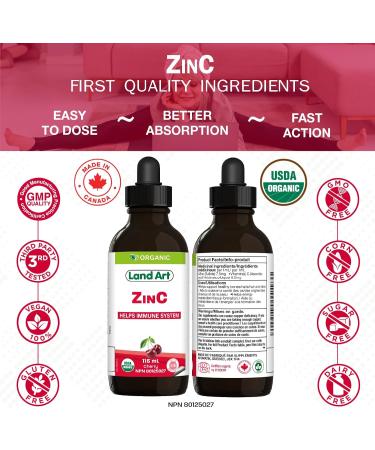 Certified Organic ZINC - Up to 230 Servings - Kids & Adults - Zinc with Vitamin C - Immunity & Energy - Vegan - Sugar Free - Cherry Flavour - Made in Canada - Buy Online on GoSupps.com