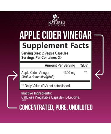 Apple Cider Vinegar Capsules 1300mg - Weight Loss, Natural Detox, Digestion & Immune Support - Non-GMO & Gluten Free - 60 Capsules - Buy Online on GoSupps.com