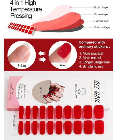 Kalolary 20Pcs Gel Nail Polish Stickers - Jujube Red Full Wraps with UV/LED Cure - Nail Strips for Women & Girls - Buy Online on GoSupps.com