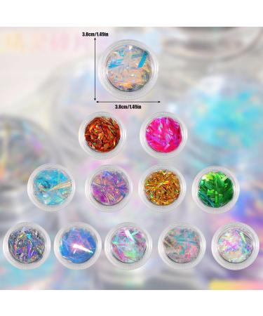 Glass Paper Nail Stickers 12 Jars Aurora Irregular Laser Cellophane Nail Art Flakes Broken Glass Pieces Stripe Line Paper Nail Decals for Nail Art Design Decorations DIY Crafts - Buy Online on GoSupps.com