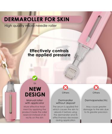 Derma roller with Reservoir + Step by Step Guide Professional microneedling for home Facial Microneedling 140 Titanium Needles (Needle 0.5 mm) Derma roller 0 5 mm - Buy Online on GoSupps.com