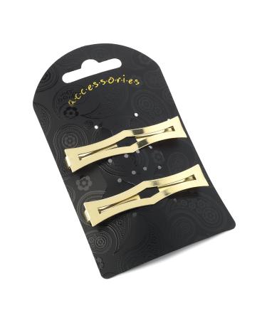 2 Gold Sword Handle Clips in End Metal Barrette Hair Clips Grips Slides 6cm for Women Girls by Glitz4Girlz
