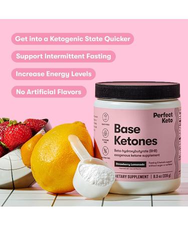 Perfect Keto Exogenous Ketones Powder - BHB Salts Supplement for Energy Boost and Mental Performance - Strawberry Lemonade Flavor - Buy Online on GoSupps.com