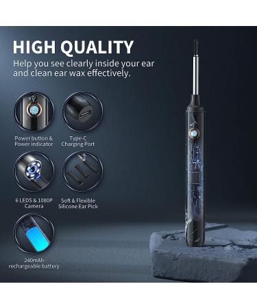 Ear Wax Removal Kit with Camera and Light, 1080P Otoscope | Ear Cleaner with 7 Pcs Ear Set & 6 Ear Spoons | Ear Camera for iPhone & Android - Black - Buy Online on GoSupps.com