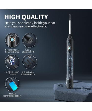 Ear Wax Removal Kit with Camera and Light - 1080P Otoscope Ear Cleaner for iPhone & Android - 7 Pcs Ear Set Included - Black - Buy Online on GoSupps.com