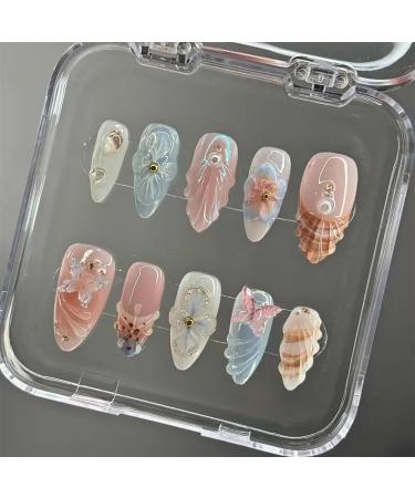 Nail Tips False Nails Tips Art Press on Nails Handmade Manicure Medium Almond Ballet Fake Nails Shell Nails Press On Nails Design with Adhesive Nail File Set(Size-L) - Buy Online on GoSupps.com