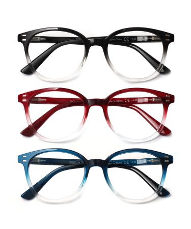 3 Pack Reading Glasses Spring Hinge Stylish Readers Black / Tortoise for Men and Women Color 2.25 x