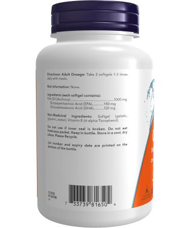 NOW Supplements Omega-3 1 000mg Softgels 100 Count - Buy Online on GoSupps.com