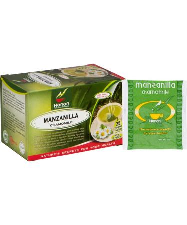 Hanan Manzanilla Tea - 25 Tea Bags of Natural Chamomile Flowers - Herbal Tea for Relaxation and Sleep Aid - Buy Online on GoSupps.com