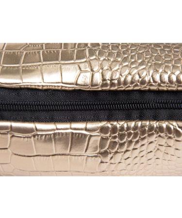 PREMYO Small Cosmetic Bag - Stylish Makeup Bag for Women & Girls - Versatile Handbag & Pencil Case in Gold - Buy Online on GoSupps.com