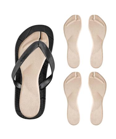 4pcs Flip Flop Shoe Inserts Adhesives Flannel Thong Sandal Insoles Anti-Slip Shock Absorption Invisible Slim Pads Sandal Strap Cushions Reliable Toe Protectors for Women