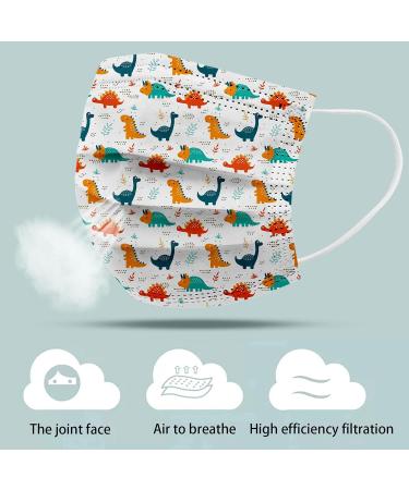 Buy Fancy 50-Piece Disposable 3-Layer Children s Mouth Protection - Cartoon Dinosaur Print Face Masks for Outdoor Dust Safety - Buy Online on GoSupps.com